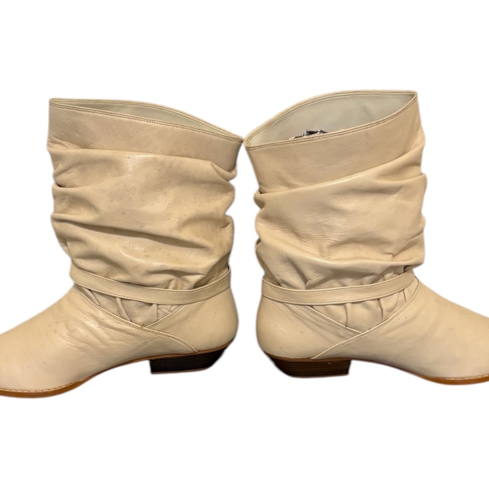 Vintage Boots-Ankle Boots-Cream Boots-Short Boots-Flat Boots. View 3